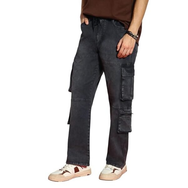 Men's Loose Baggy Fit Travel Cargo Jeans with 8 Pockets Stretchable - Image 13