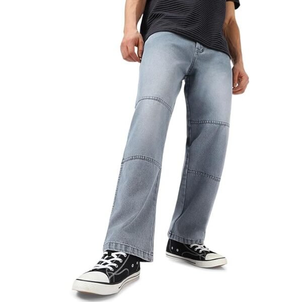 Men's Loose Baggy Fit Cut and Sew Panelled Jeans Non-Stretchable - Image 11