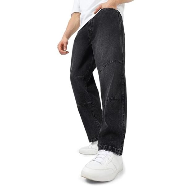 Men's Loose Baggy Fit Cut and Sew Panelled Jeans Non-Stretchable - Image 2