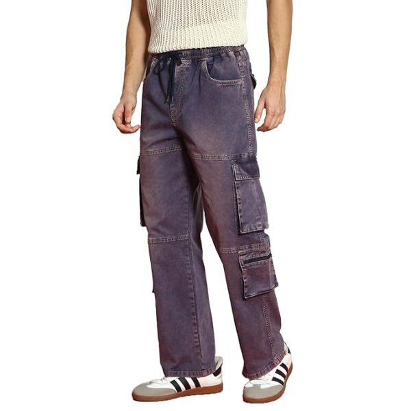 Men's Loose Baggy Fit Travel Cargo Jeans with 8 Pockets Stretchable - Image 9