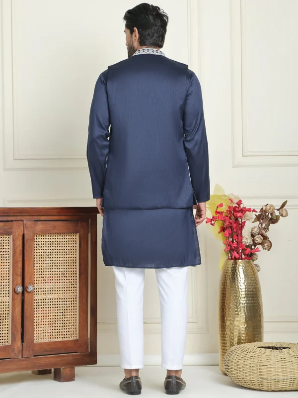 Embroidered Waistcoat & Solid Kurta Pyjamas - Image 8