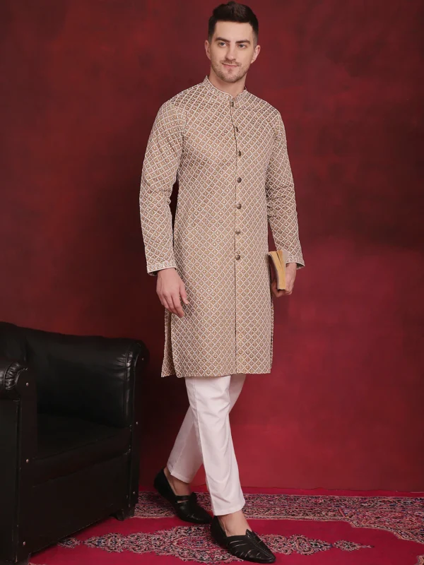 Sequin Chikankari Front OpenKurta with Pyjamas - Image 8
