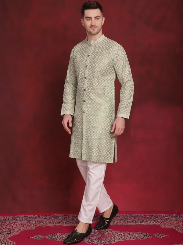 Sequin Chikankari Front OpenKurta with Pyjamas - Image 7
