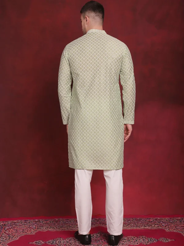Sequin Chikankari Front OpenKurta with Pyjamas - Image 6
