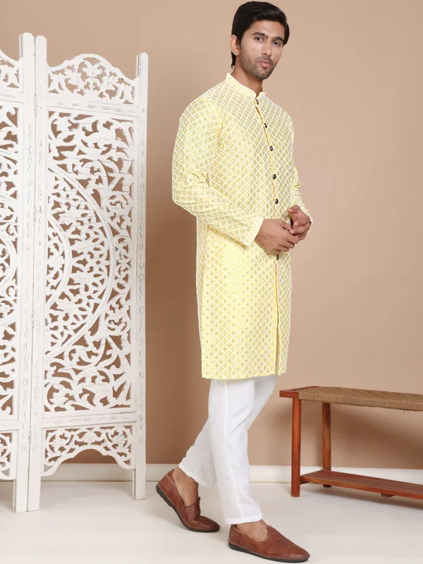 Sequin Chikankari Front OpenKurta with Pyjamas - Image 2