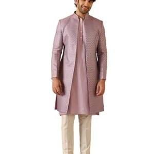 Indo-Western Sherwani Trouser Set, Multi Jacquard, Woven Design Regular Fit