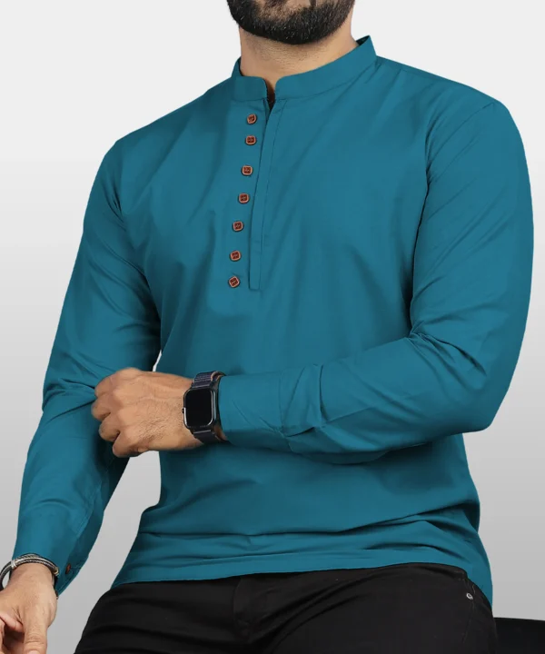 Cotton Blend Men's Shirt Style Kurta - Image 17