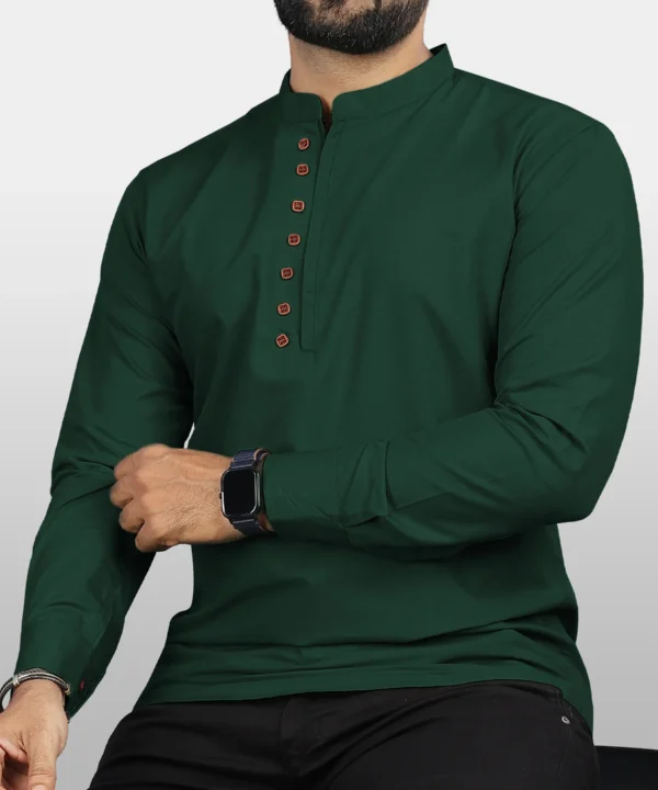 Cotton Blend Men's Shirt Style Kurta - Image 15