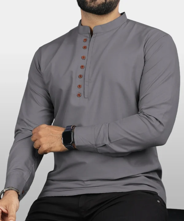 Cotton Blend Men's Shirt Style Kurta - Image 13