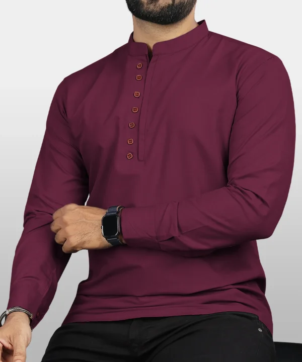 Cotton Blend Men's Shirt Style Kurta - Image 11