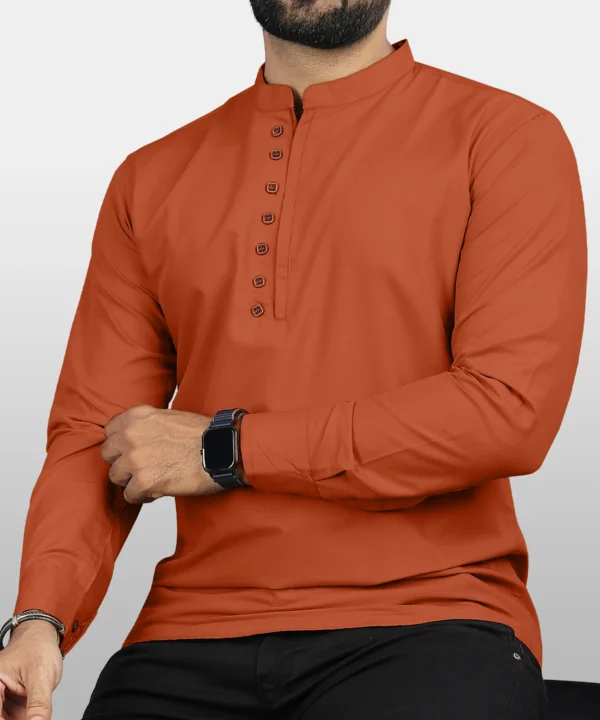 Cotton Blend Men's Shirt Style Kurta - Image 9