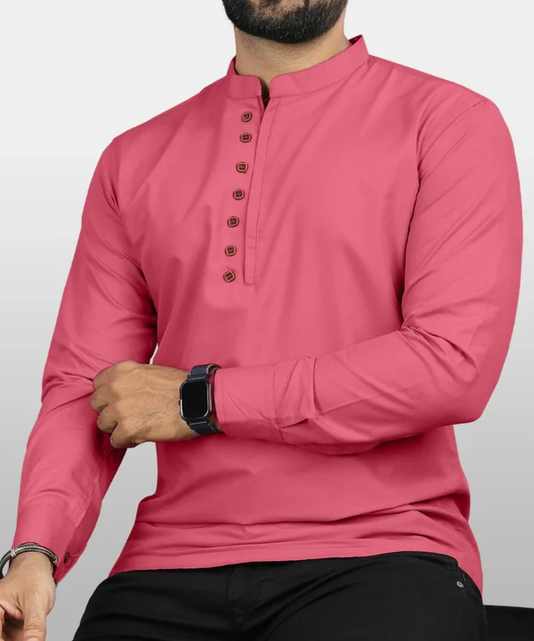 Cotton Blend Men's Shirt Style Kurta