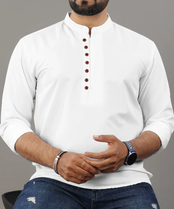 Cotton Blend Men's Shirt Style Kurta - Image 3